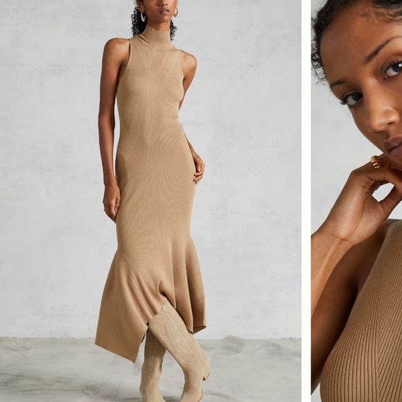 NWT Anthropologie Mock Neck Midi Dress. Size medium. Cedar color. - Picture 10 of 11